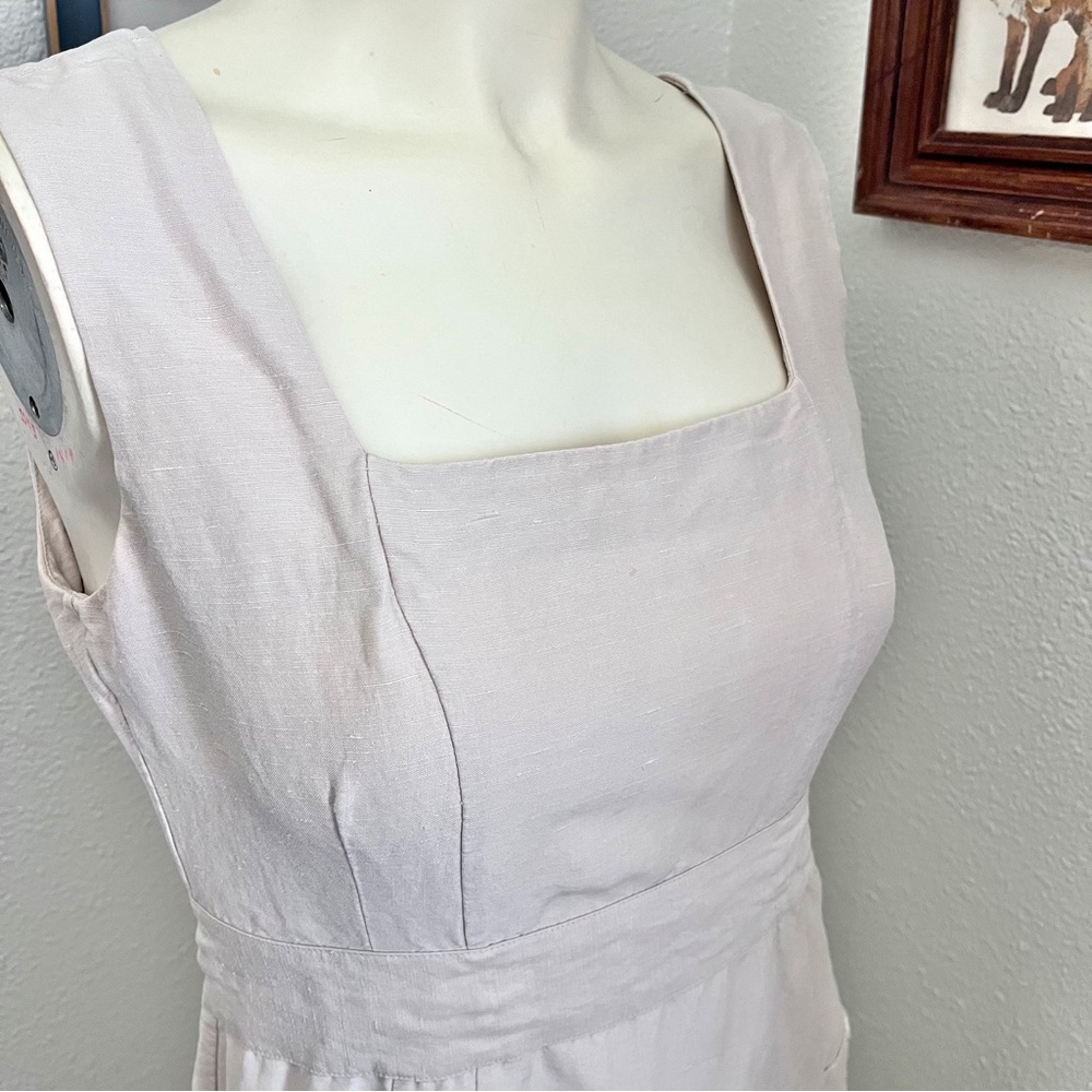 Vintage 90's The Limited Linen Silk Blend Midi Dress Square Neck Pockets - Picture 5 of 13